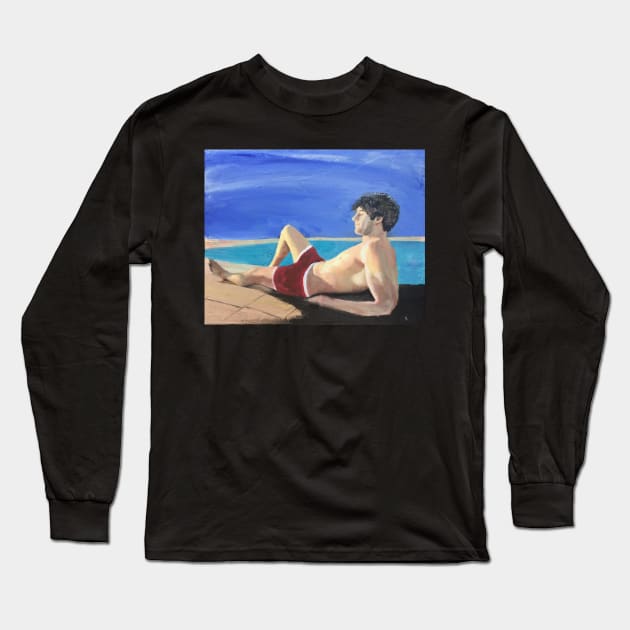 Man Relaxing in the Sun Long Sleeve T-Shirt by golan22may